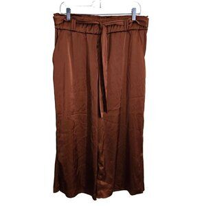 Joie Rust Colored Satin Wide Leg Cropped Palazzo Pants Size M